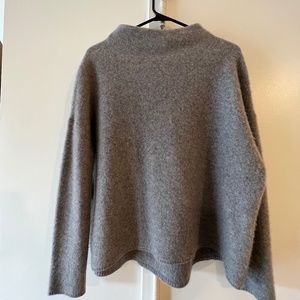 Vince Grey Plus Cashmere Funnel Neck Sweater